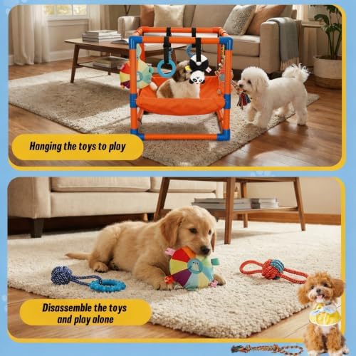 Orange Puppy Play Gym with 8 Hanging Toys