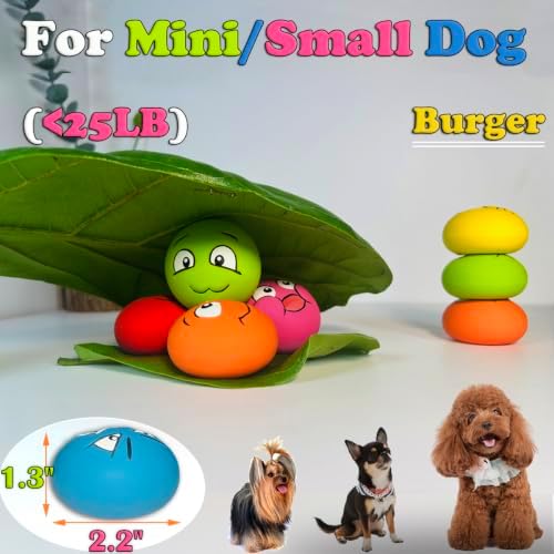 Latex Squeaky Dog Toys for Small Dogs, Mini Breeds, 2.2" Flat Ball