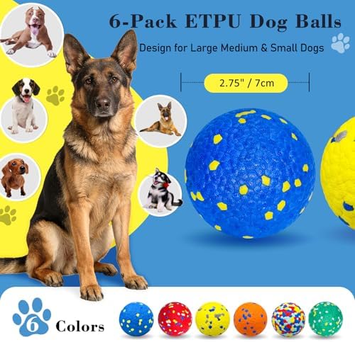 6 Pack Dog Balls Tennis Ball for Aggressive Chewers Indestructible Dog Toys