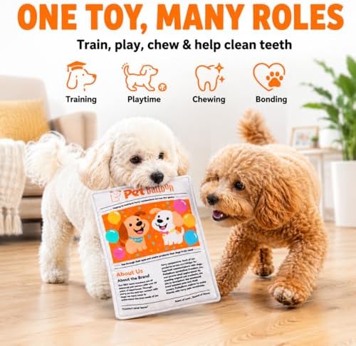 Durable Newspaper Dog Toy, 2026 New Pet Balloon Indestructible Newspaper Dog Toy Crinkle Squeaker Interactive Dogs Toys for Small Medium Dogs Aggressive Chewers, Washable Bite Resistant(2-Pack)