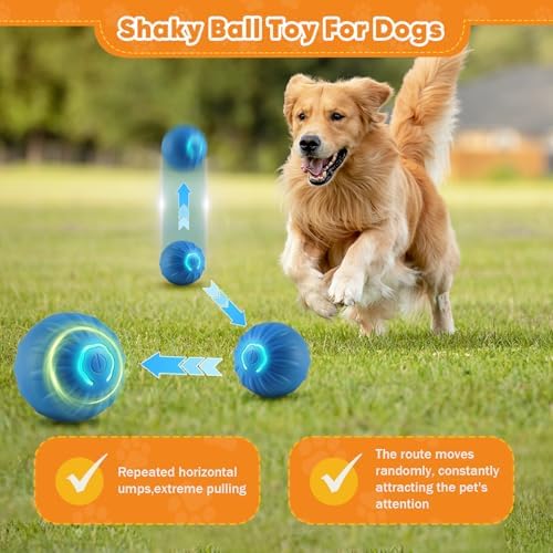 2PCS Shaky Ball Toy for Dogs, Vibrating Dog Ball, USB Rechargeable, Interactive, Automatic Moving, Bouncing, Perfect for Small, Medium, Large Dogs (Small, Striped)