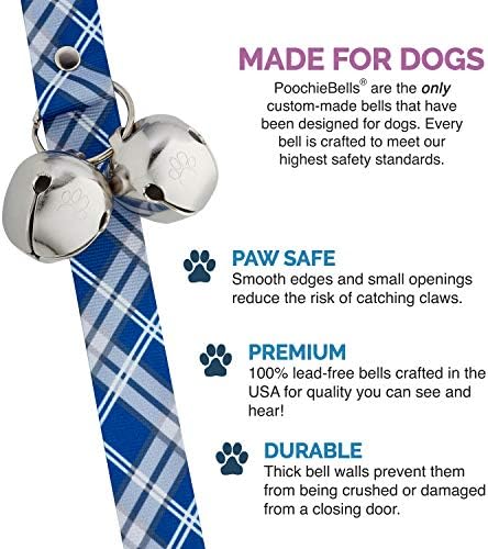 PoochieBells Handcrafted Dog Doorbell for Potty Training – Easy & Quick, Doggie-Safe USA-Made Dog Door Bell with Perfect Sound, Dog Trainer-Recommended for Over 20 Years, Starry Night Plaid