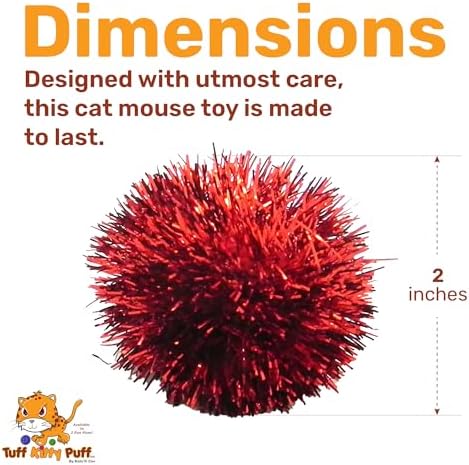 Tuff Kitty Puff Jumbo 2 Inch Sparkle Ball Cat Toy – 6pk Multi-Color