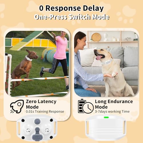 Shock Collar for Small Dogs, Electric Dog Training Collar with Remote,Tailored for 5-30lbs Small Dogs,3 Training Mode Beep, Vibration, Safe Shock(0-9) Waterproof, 1900ft Range (White, Small)