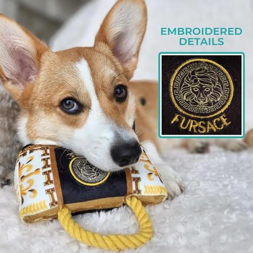 Haute Diggity Dog Fursace Handbag Plush Dog Toy, Designer Parody Chew Toys