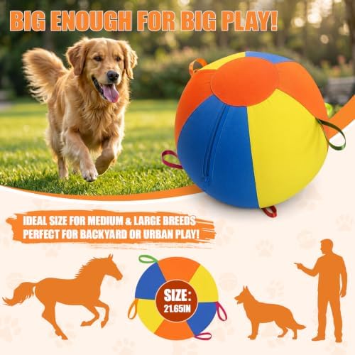 10"/18"/22" Herding Ball for Dogs & Horses Inflatable Toy with Pump Handles