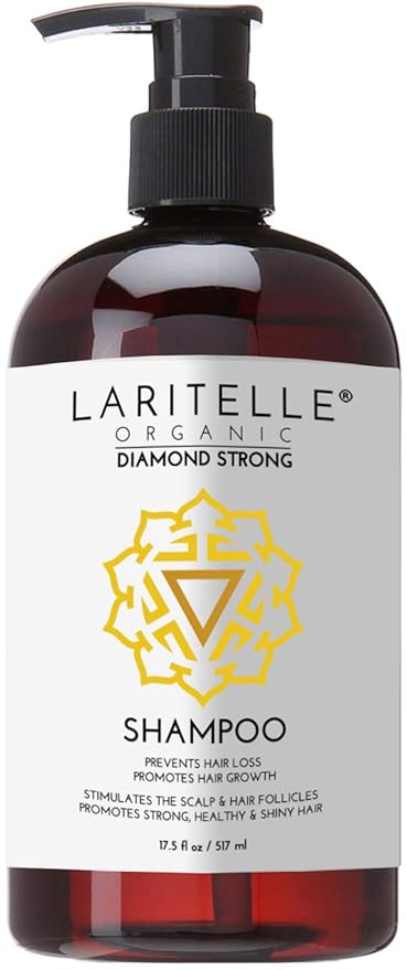 Laritelle Diamond Strong Organic Shampoo – Hair Growth & Strengthening – Sulfate-Free, Cedarwood & Botanicals – Prevents Thinning & Breakage – Made in USA – 17.5 oz