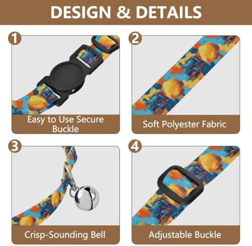 Vintage Steam Cat Neck Collar, 2 Pack Cat Collars with Bell