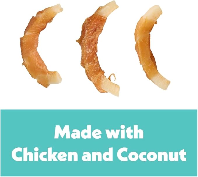 Wiggles & Wags Twists Dog Treats, Chicken and Coconut Flavor, 10 oz, with DN Essentials Bone-Shaped Waste Bag Dispenser & Roll