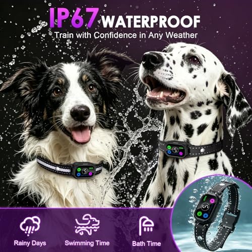 Bark Collar with Remote Tag 2 Pack, Automatic & Manual Dog Bark Collar, Humane Progressive Training System with Shock Vibration Beep Mode, 5 Sensitivity for Small Medium Large Dog, Matte Black