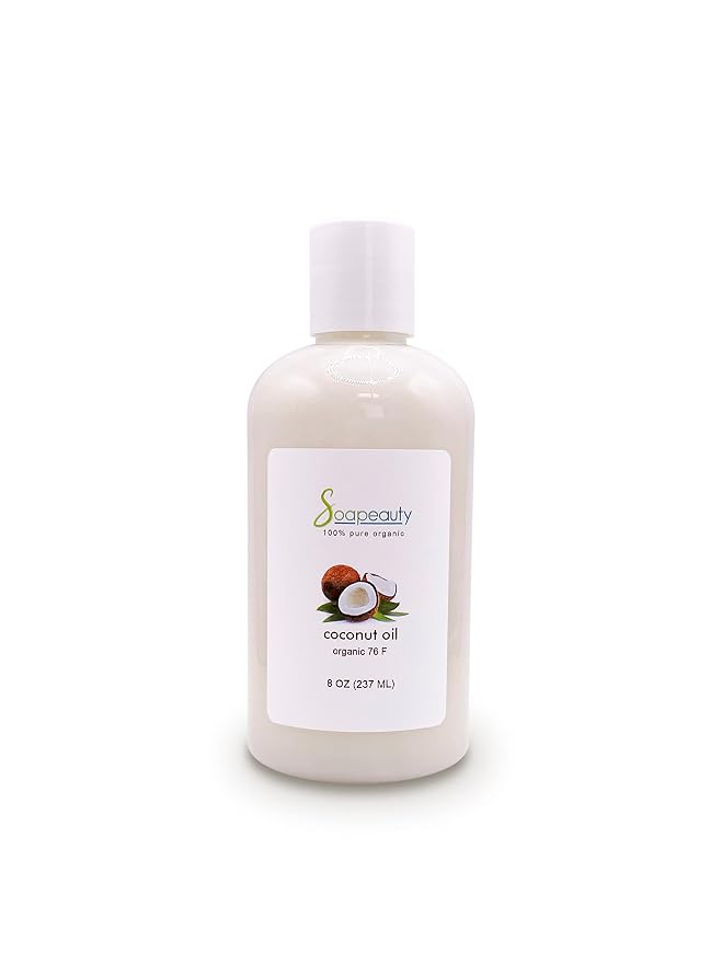 Soapeauty Coconut Oil 76 Degree Cold Pressed | Natural Carrier Oil for Candle Making & Soap Making, Face, Skin Care, Hair Care | 8 Oz