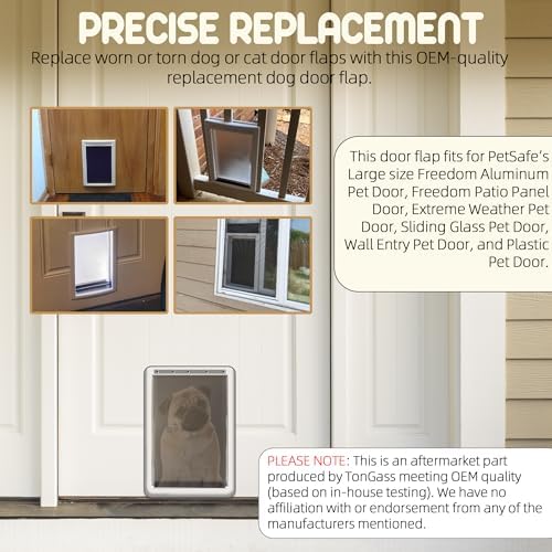 TonGass PAC11-11039 Large Dog Door Flap Replacement | 10 1/8"x16 7/8" Pet Door Replacement Flaps with Magnetic Closure for PetSafe Freedom Dog Door, Weather-Proof & Warp-Resistant