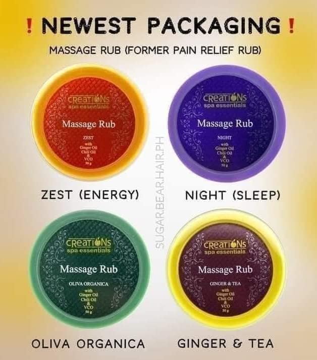 Creation Spa Essentials Massage Rub , Oliva Organica with Ginger Oil , Chili Oil & VCO , Size 50g ( Pack of 1 ) Green