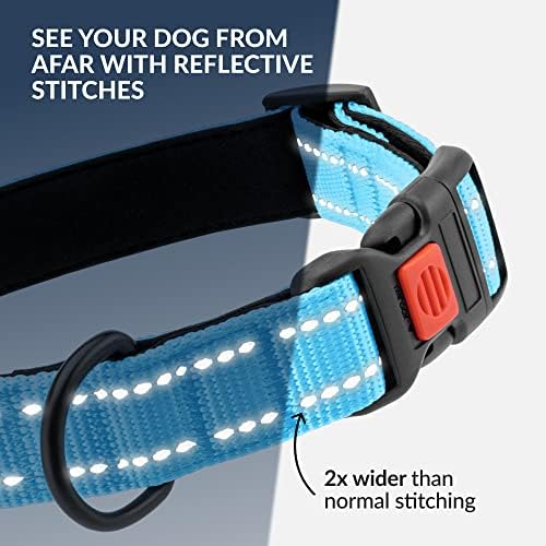 Reflective Dog Collar, Quick-Release Buckle (Light Blue, 10-13 Inch)