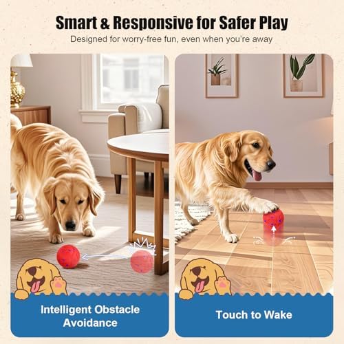 Interactive Dog Ball Toy, Smart Dog Toy for Medium and Large Dogs, Automatic Moving Rotating & Bouncing Ball, Durable E-TPU Material, IP54 Waterproof, Motion-Activated Dog Toy for Active Dogs