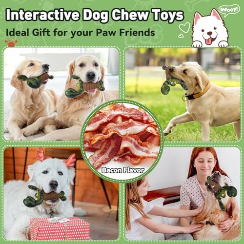BIKIISEN Squeaky Dog Toys for Aggressive Chewers for Large Chew Toys