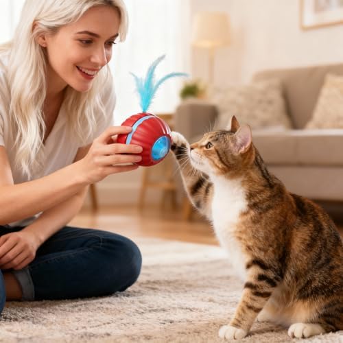 2PCS Interactive Cat Toys for Indoor Cats,Automatic Moving Kitten Toys