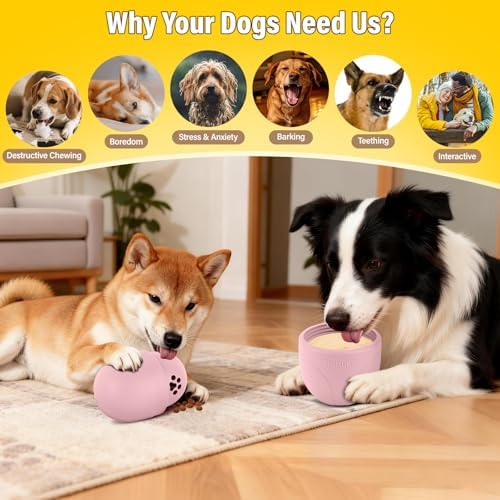 Frozen Treat Dog Toy BPA Free Silicone Dogs Slow Feeder Lick Ball, Pink