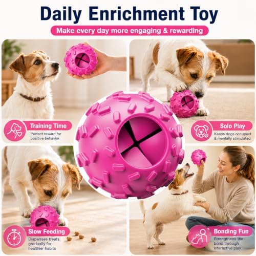 Treat Dispensing Dog Toy, Interactive Puzzle Ball for Puppies & Small Dogs | Interactive treat dispensing puzzle ball, dog brain toy keeps dogs engaged, supports slow feeding & mental stimulation