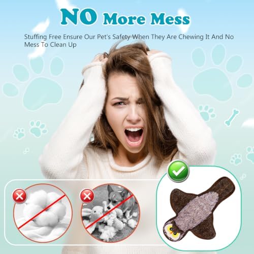 5 Pack No Stuffing Squeaky Dog Plush Chew Toys for Large Dogs