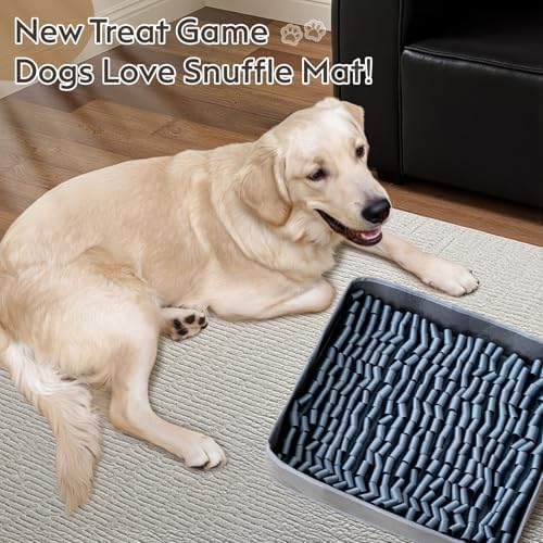 FunFurry Snuffle Mat for Dogs, Dog Puzzle Mat, Interactive Dog Toys for Enrichment,Sniff Mats with Non-Slip Backing,Portable Design Easy to Store (Silver, 14" X 12"-Portable)