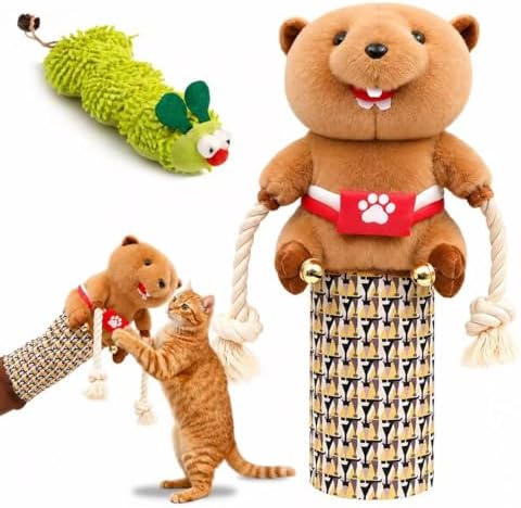 Cat Wrestling Glove Puppet - Interactive Bite Resistant Cat Toy with Arm Sleeve for Scratch Protection, Catnip Caterpillar & Bells | Fun Cat Hand Puppet Gift for Cat Lovers