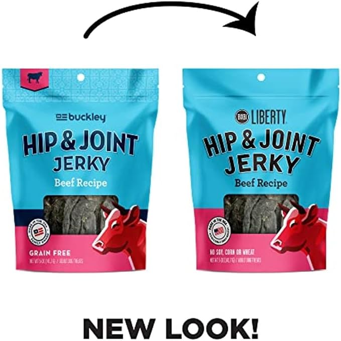 BIXBI Liberty Functional Healthy Hip And Joint Dog Jerky Treats, Beef Recipe, 5 Ounce