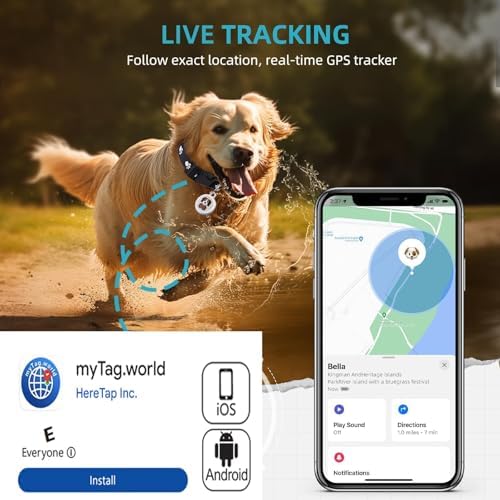 Dog Tracker-GPS Dog Collar-GPS Tracker for Dogs-Pet Tracker | Dual-System Tracker | Android and iOS Universal | No Monthly Fee | Waterproof | Works with Any Collar---1
