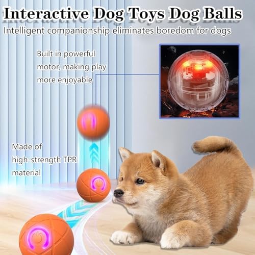 IRIDESCENT Interactive Dog Toys Dog Balls Activated Automatic Rolling Ball for Puppy Small Dogs Smart Jumping Automatic Moving Bouncing and Rotating Ball Vibrating Keep Them Busy