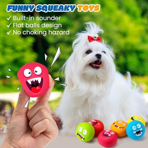 Hungdao 12 Pcs 2.25'' Squeaky Dog Balls, Rubber Latex Toys, Novelty Style