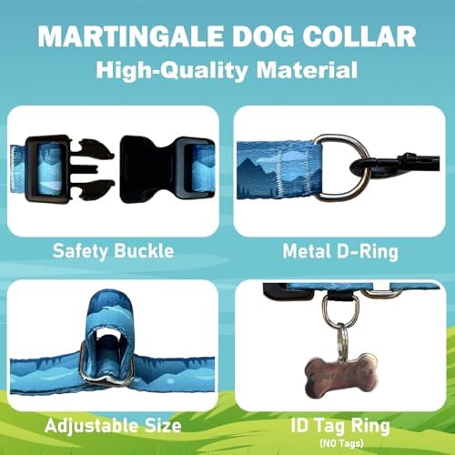 Martingale Collar for Dogs with Buckle Dog Collar Adjustable Soft Nylon Boy Dog Collars for Medium Dogs, Blue Sunset
