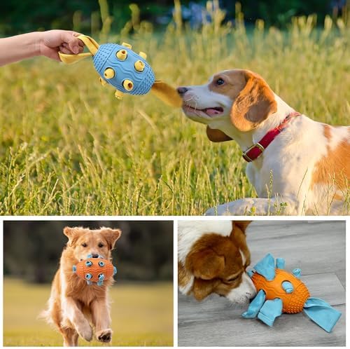 ETIAL Dog Snuffle Soccer Ball Toy, Interactive Dog Foraging Toys for Aggressive Chewers, Mentally Stimulating Slow Feeder Dog Treat Dispenser for Large Medium Small Dog and Puppies (Blue)