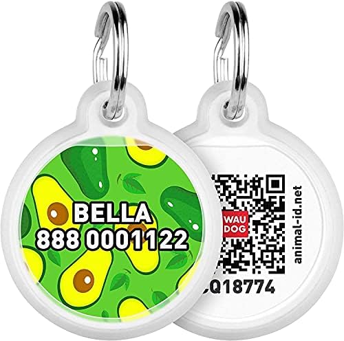 Personalized Pet ID Tag for Dog Cat with QR Passport Global Search System of Lost Pets - Personalized Dog Tags Cat Name Tags - Avocado