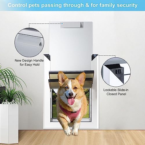 Aluminum Medium Dog Door for Interior Exterior Walls Heavy Duty Aluminum Doggy Door with Telescoping Tunnel Energy Efficient Double Flaps Pet Door for Small Medium Doggies