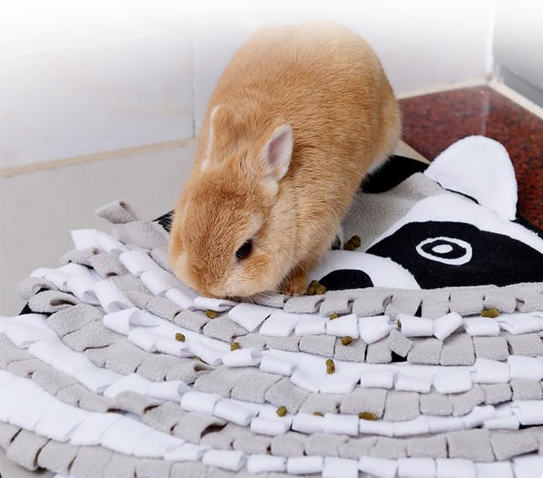 Pet Snuffle Mat Dog Foraging Food Mats Interactive Feeding Puzzle Toy Animal Design Fleece Slow Feeder Treat Dispenser for Dogs Rabbits Guinea Pigs (Raccoon)
