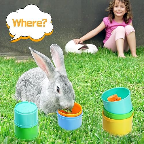 8 Pcs Stacking Cups for Bunny, Rainbow Colored Reusable Rabbits Bunny Toys