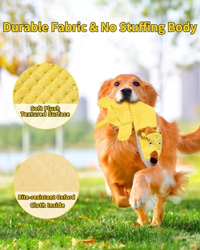 Dog Toys, Squeaky Plush No Stuffing Crinkle Dog Toy for Small Medium Large Dogs, Interactive Puppy Teething Water Bottle Dog Chew Toy (Lion)