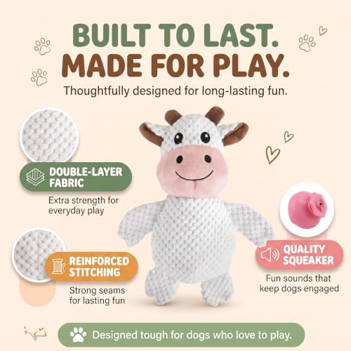 Act boldly 5-Pack Squeaky Dog Toys – Durable Animal-Shaped Plush Chew Toys for Dogs, Handmade Interactive Puppy Toys with Squeaker, Perfect for Reducing Destructive Behavior
