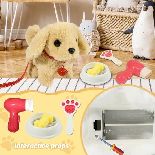 Plush Toys Walking Dog Toys that Can Walk, Bark and Wag Tail,Interactive Electronic Pet Toys Puppy with Leash,Easter Christmas Birthday Gift for Toddlers Kids