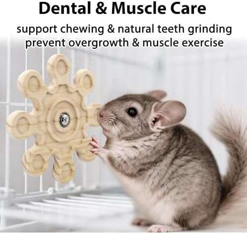 2Pcs Rotating Chinchilla Chew Toys, Kiln-Dried Wood for Teeth Care