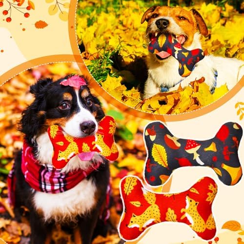 6 Pcs Fall Dog Toys Bone Shaped Thanksgiving Dog Chew Toy