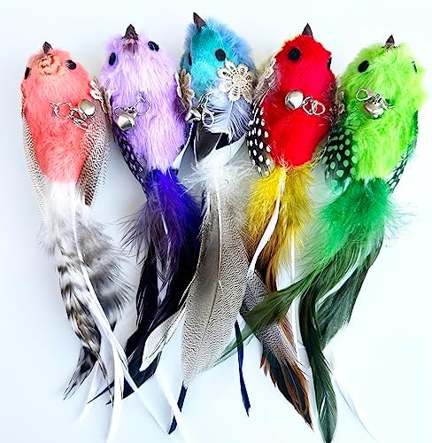 Cat Feather Toys Refill, 5 Pieces Attachments Feathers Bird for Cat Wand