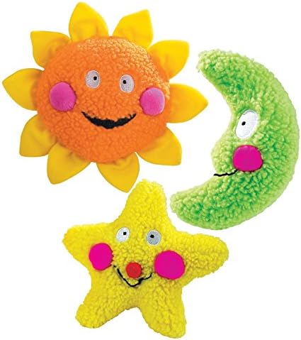 Zanies Smiling Sun Dog Toys, Orange Sun, 8"