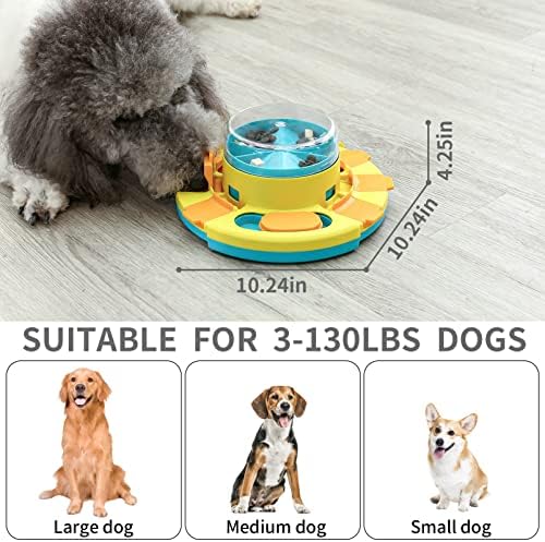 Aluckmao Dog Puzzle Toy Feeder, Press to Dispense Food & Treats