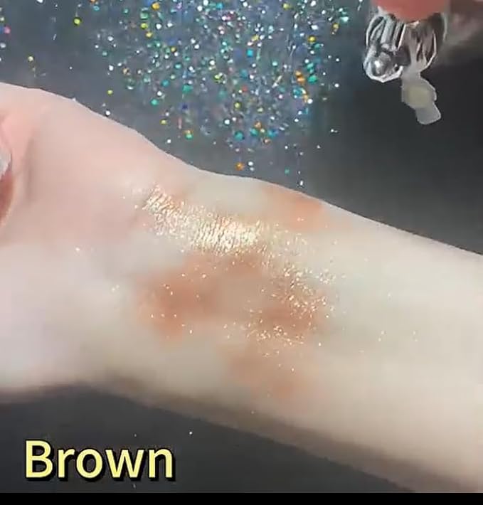 Brown Body Glitter Spray, Hair Glitter Spray, Body Shimmer Powder, Face Glitter Highlighter, Glitter Spray, Body Shimmer Spray for Skin, Rave Hairspray for Festival Party Halloween