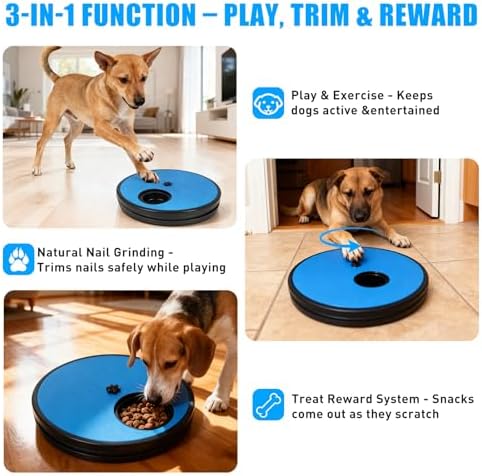 Dog Nail Scratch Board with Treat Box — Lockable Spinner Stops Nose-Cheating | Dog Scratch Board & Nail File for Small Medium Dogs Under 40 lbs, Adjustable Tension, Enrichment Treat Dispenser Toy