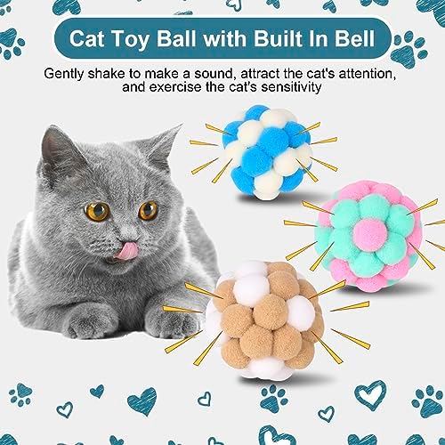 Cat Toys Balls with Bells 5cm Soft Cat Pom Poms Balls Cats 6 PCS