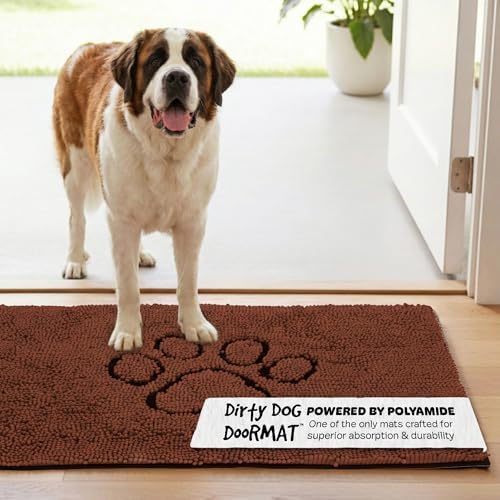 Dog Gone Smart Dirty Dog Doormat - Fast Drying Rug - Brown, 60 x 30 Inches | Super Gripper Backing for Clean Floors - Absorbent Microfiber and Machine Washable Mat for Muddy Paws