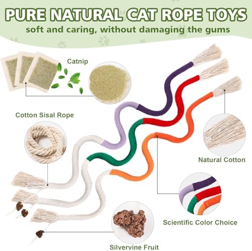 WOUSEDO 27 Pack Catnip Chew Toys for Cats, Cotton Sisal Rope Toys