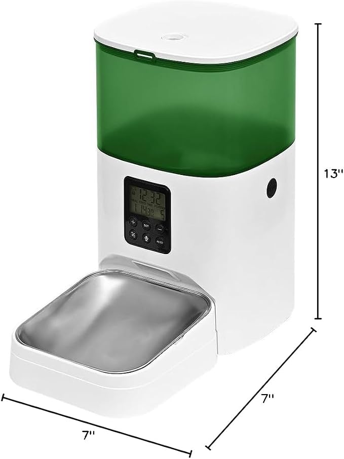 Automatic Cat Feeder, Cat Food Dispenser with 10s Voice Recorder, Pet Feeder up to 8 Meals per Day, Timed Feeder with Dry Food Sealed Ring